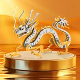  Mô Hình Kim Loại Lắp Ráp 3D Steel Warcraft Con Rồng (51 mảnh, Màu Bạc Vàng, Dragon) - SW045 