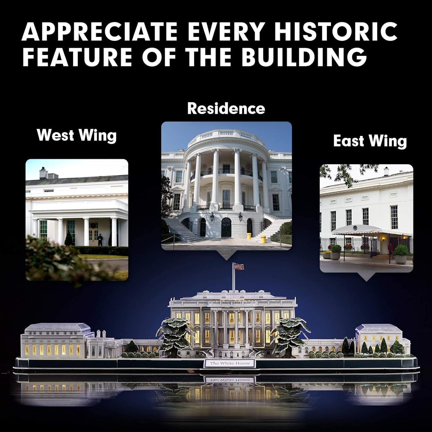  Mô Hình Giấy 3D Lắp Ráp CubicFun Nhà Trắng (151 mảnh, The White House) L529h - PP070 