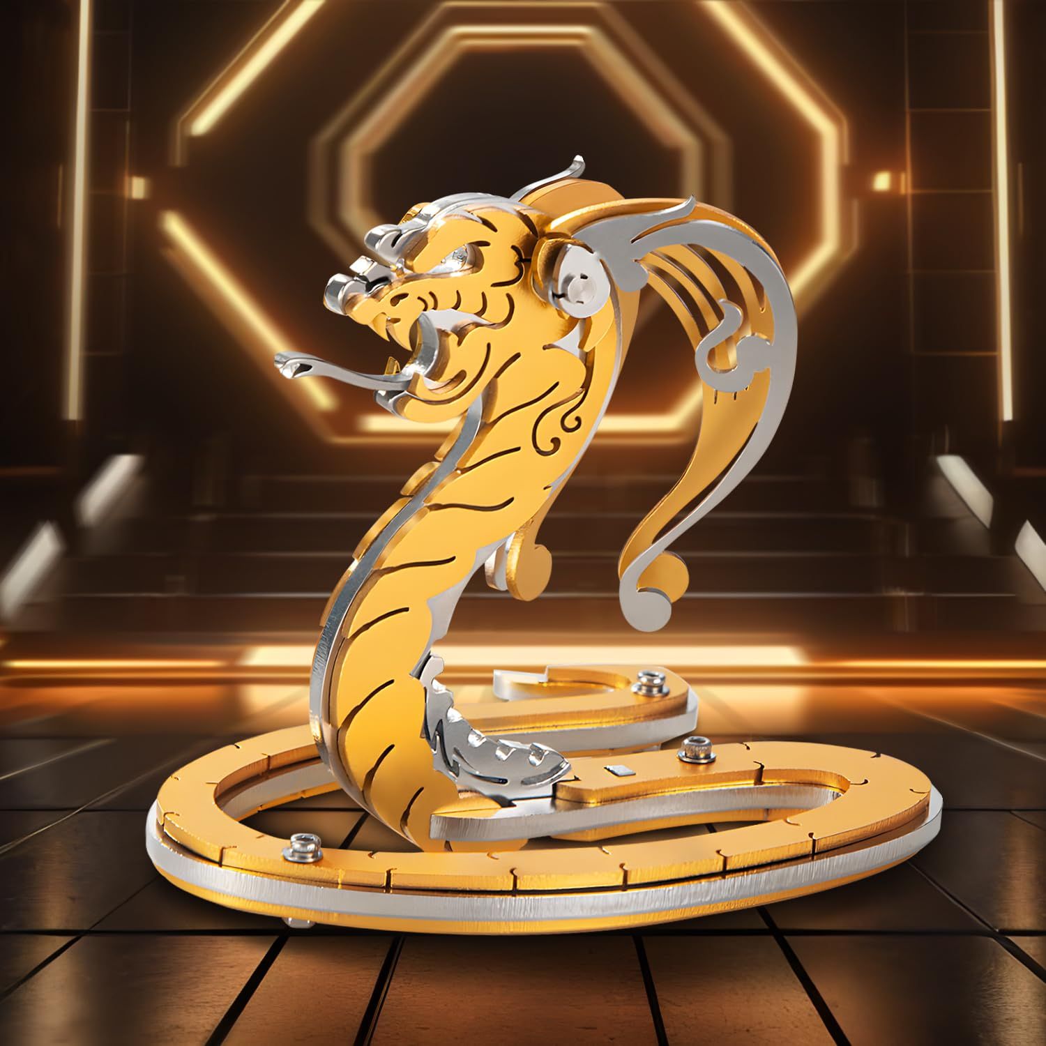  Mô Hình Kim Loại Lắp Ráp 3D Steel Warcraft Con Rắn (27 mảnh, Màu Bạc Vàng, Snake) - SW046 