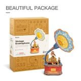  Mô Hình Gỗ 3D Lắp Ráp ROBOTIME Hộp Nhạc Máy Nghe Đĩa Than (109 mảnh, Vintage Gramphone Music Box) AM43 – WP007 