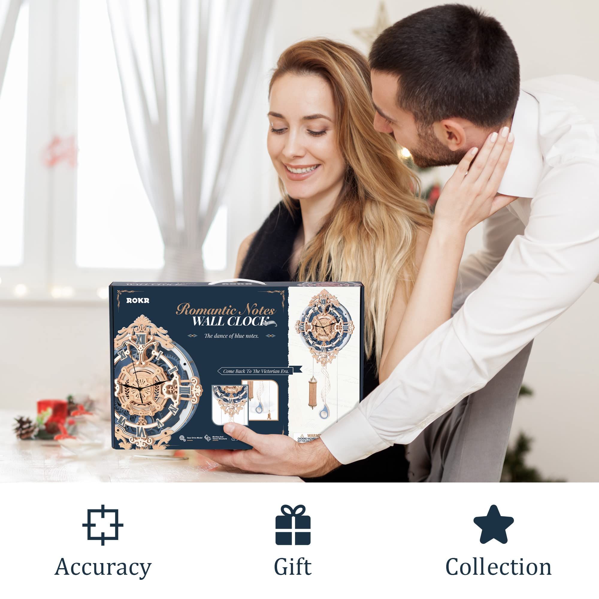  Mô Hình Gỗ 3D Lắp Ráp ROBOTIME ROKR Đồng Hồ Treo Tường Tình Yêu (231 mảnh, Romantic Note Wall Clock) LC701 – WP242 