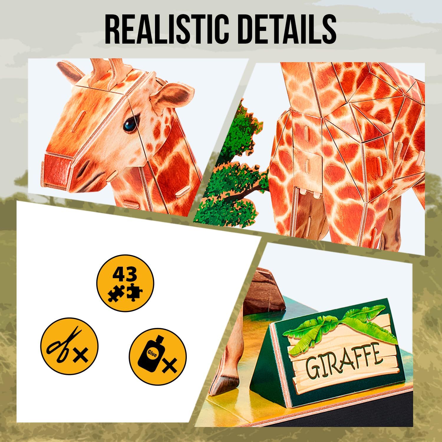  Mô Hình Giấy 3D Lắp Ráp CubicFun Con Hươu Cao Cổ (43 mảnh, Giraffe) P857h - PP004 