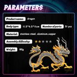  Mô Hình Kim Loại Lắp Ráp 3D Steel Warcraft Con Rồng (51 mảnh, Màu Bạc Vàng, Dragon) - SW045 