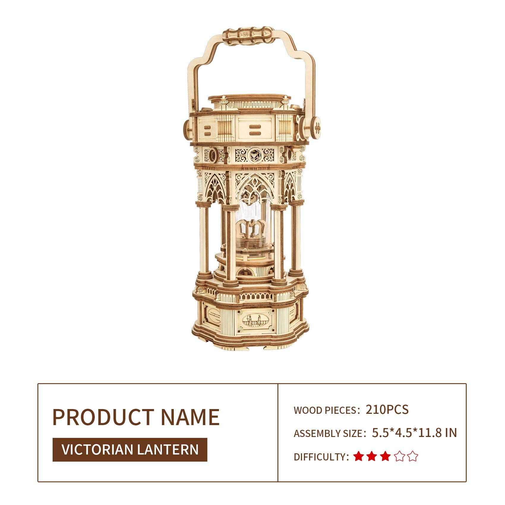  Mô Hình Gỗ 3D Lắp Ráp ROBOTIME ROKR Hộp Nhạc Lồng Đèn (210 mảnh, Victoria) AMK61 - WP196 