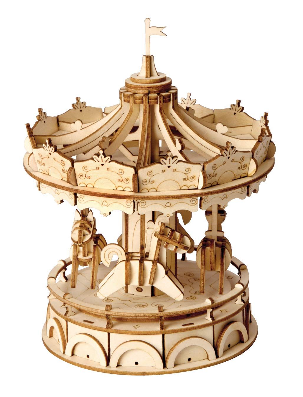  Mô Hình Gỗ 3D Lắp Ráp ROBOTIME Vòng Xoay Ngựa Gỗ (178 mảnh, Merry Go Round) TG404 – WP055 