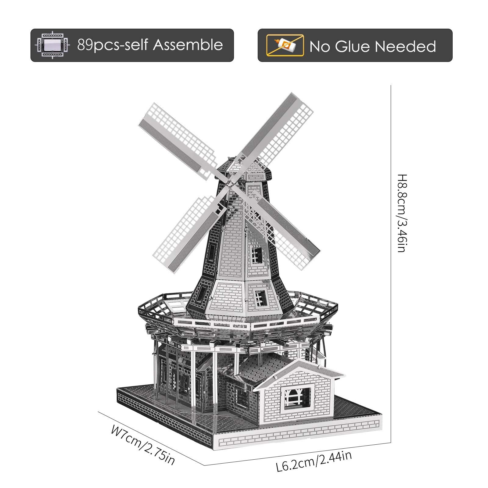  Mô Hình Kim Loại Lắp Ráp 3D Piececool Cối Xay Gió (89 mảnh, Dutch Windmill) HP012-S– MP375 