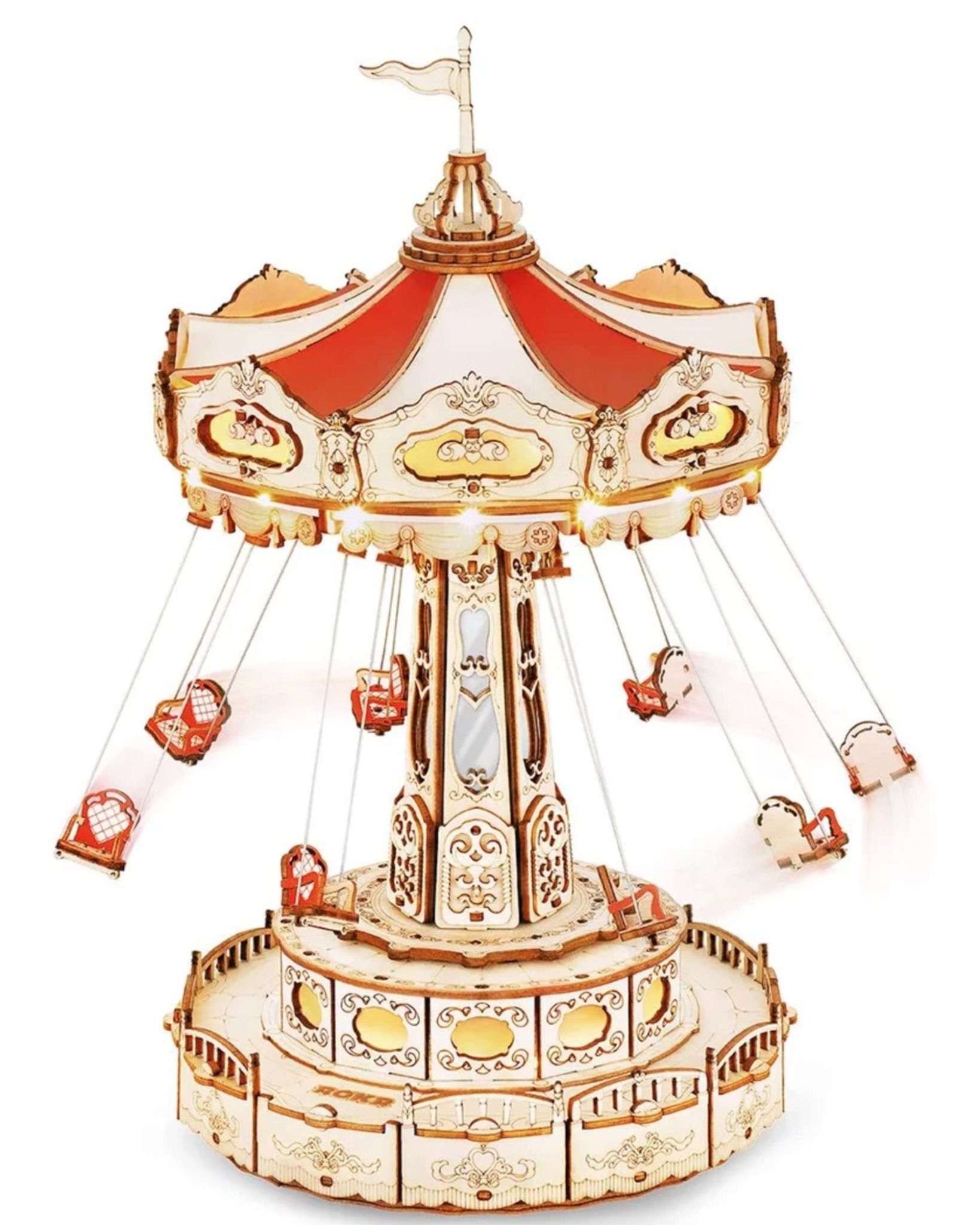  Mô Hình Gỗ 3D Lắp Ráp ROBOTIME ROKR Hộp Nhạc Xích Đu Quay (289 mảnh, Swing Ride) EA02 – WP245 