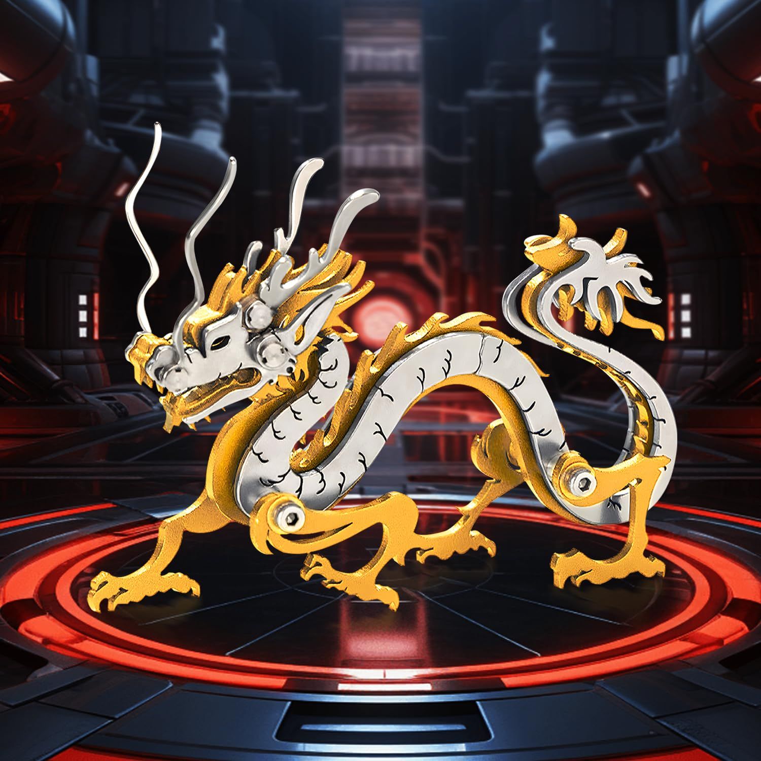  Mô Hình Kim Loại Lắp Ráp 3D Steel Warcraft Con Rồng (51 mảnh, Màu Bạc Vàng, Dragon) - SW045 