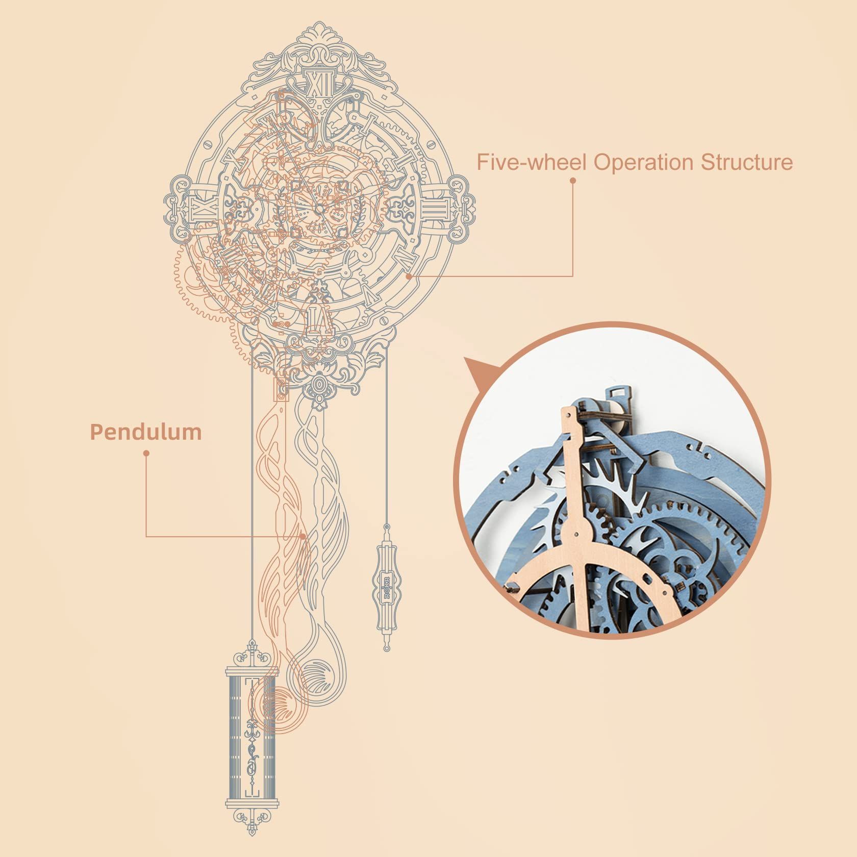  Mô Hình Gỗ 3D Lắp Ráp ROBOTIME ROKR Đồng Hồ Treo Tường Tình Yêu (231 mảnh, Romantic Note Wall Clock) LC701 – WP242 