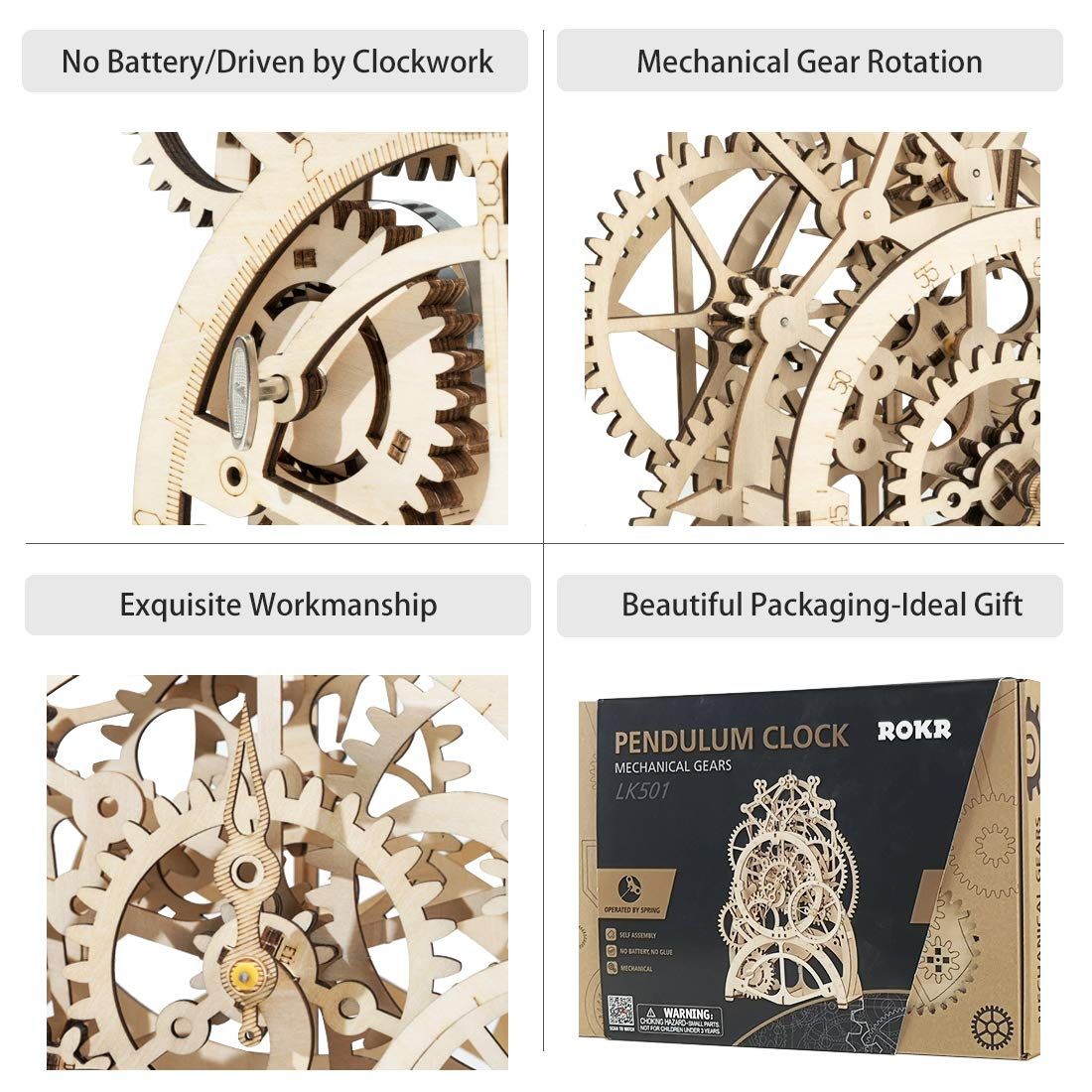  Mô Hình Gỗ 3D Lắp Ráp ROBOTIME Đồng Hồ Quả Lắc (170 mảnh, Pendulum Clock) LK501 - WP142 
