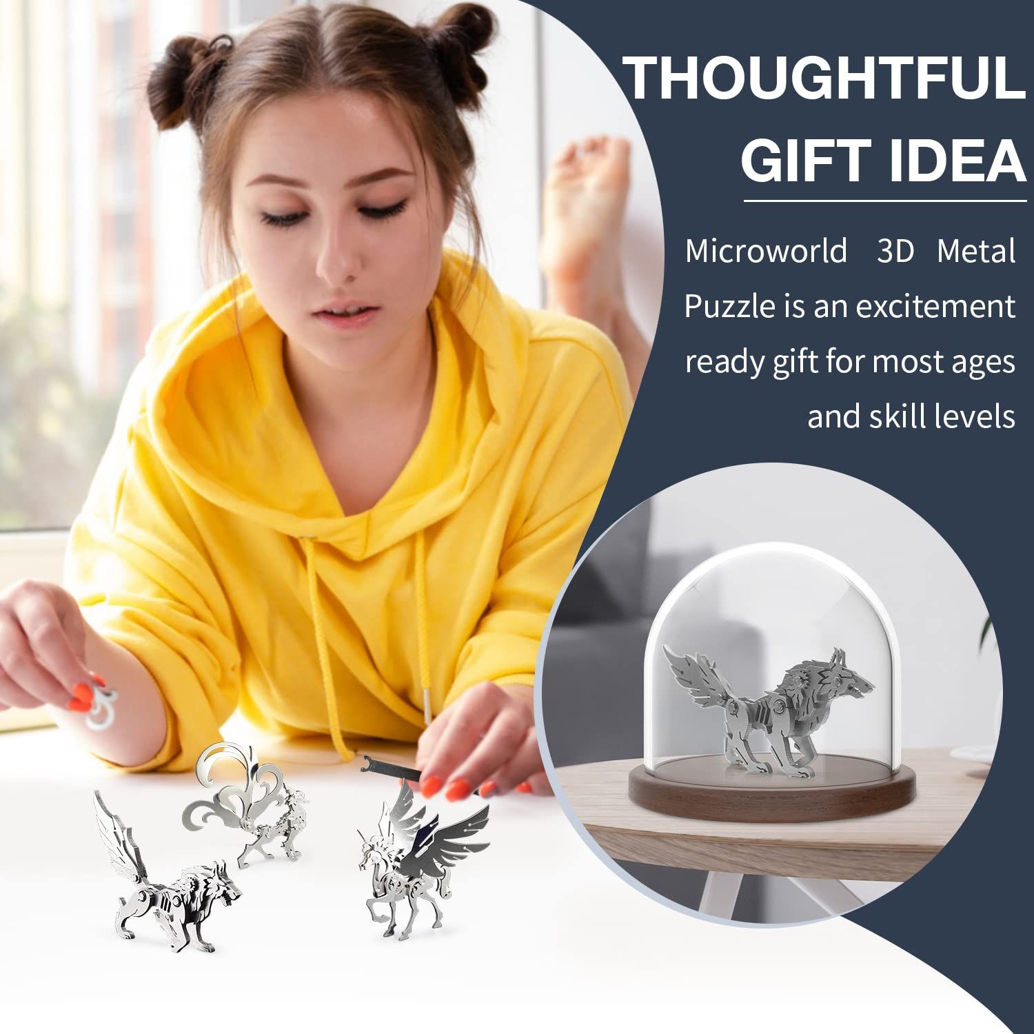  Mô Hình Kim Loại Lắp Ráp 3D Steel Warcraft Chó Sói (16 mảnh, Wolf) – SW023 