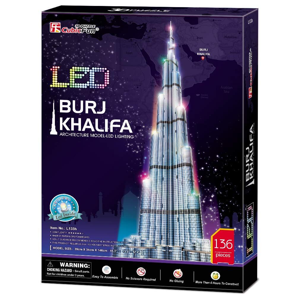  Mô Hình Giấy 3D Lắp Ráp CubicFun Tòa Tháp Burj Khalifa Tại Dubai (136 mảnh, Đèn LED) L133h - PP074 