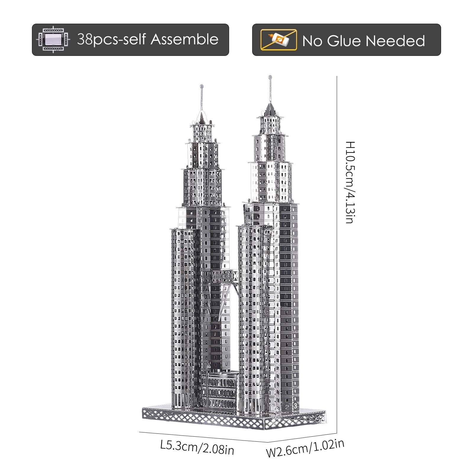  Mô Hình Kim Loại Lắp Ráp 3D Piececool Tháp Đôi (38 mảnh, Petronas) HP006-S – MP379 
