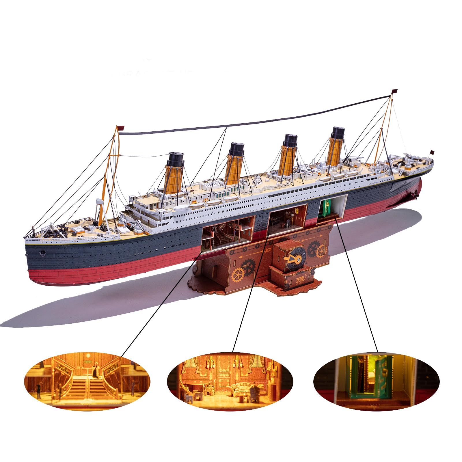  Mô Hình Kim Loại Lắp Ráp 3D MU Tàu Titanic (581 mảnh, Đế Gỗ, Đèn LED) MY-N007 – MP1281 