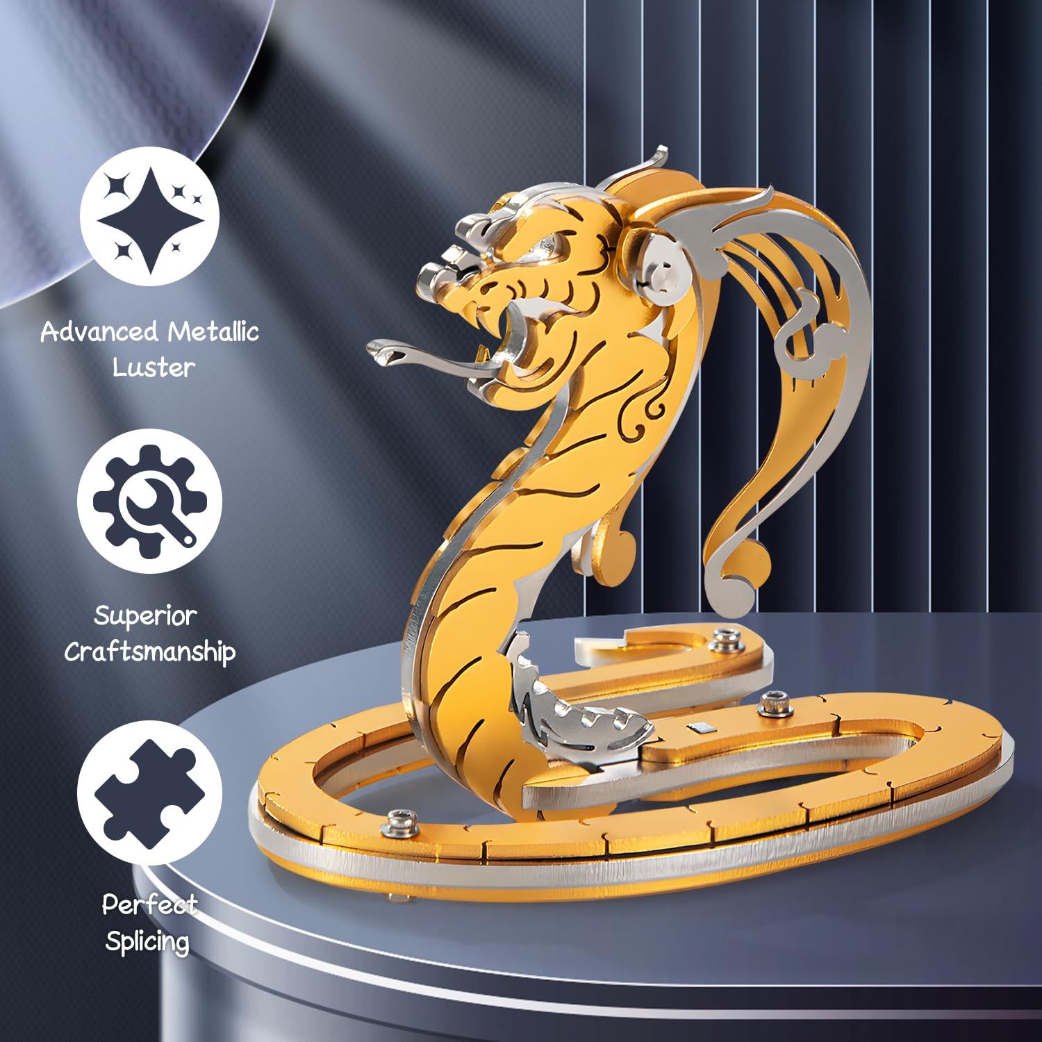  Mô Hình Kim Loại Lắp Ráp 3D Steel Warcraft Con Rắn (27 mảnh, Màu Bạc Vàng, Snake) - SW046 