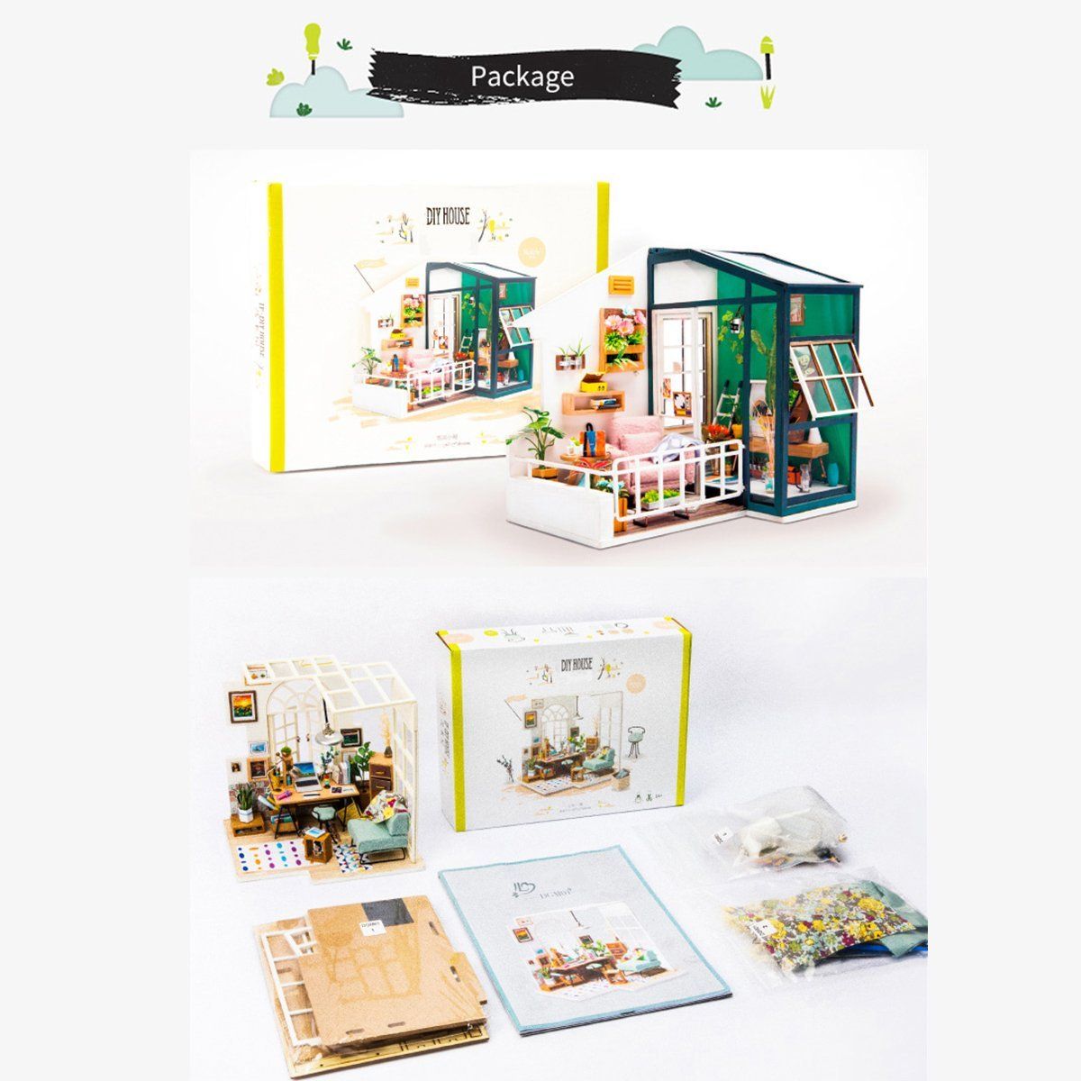  Mô Hình Gỗ 3D Lắp Ráp ROBOTIME DIY Dollhouse Nhà Tí Hon (200,mảnh Balcony Daydreaming) DGM05 – WP045 