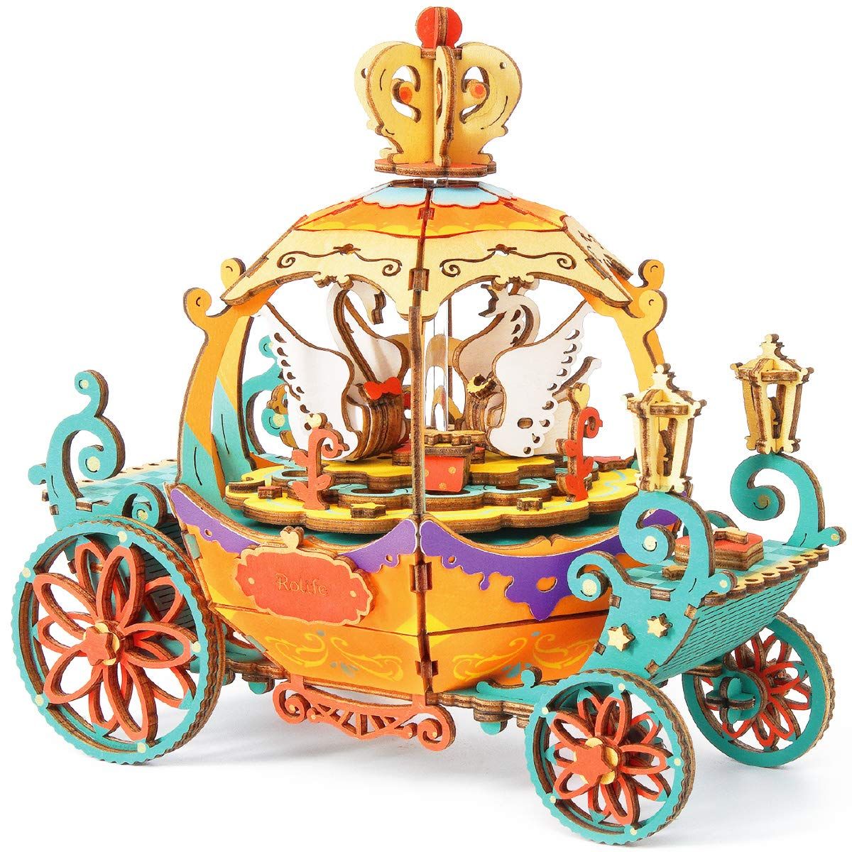 Mô Hình Gỗ 3D Lắp Ráp ROBOTIME Hộp Nhạc Xe Bí Ngô(165 mảnh, DIY Pumpkin Carriage Music Box) AM41 – WP005 