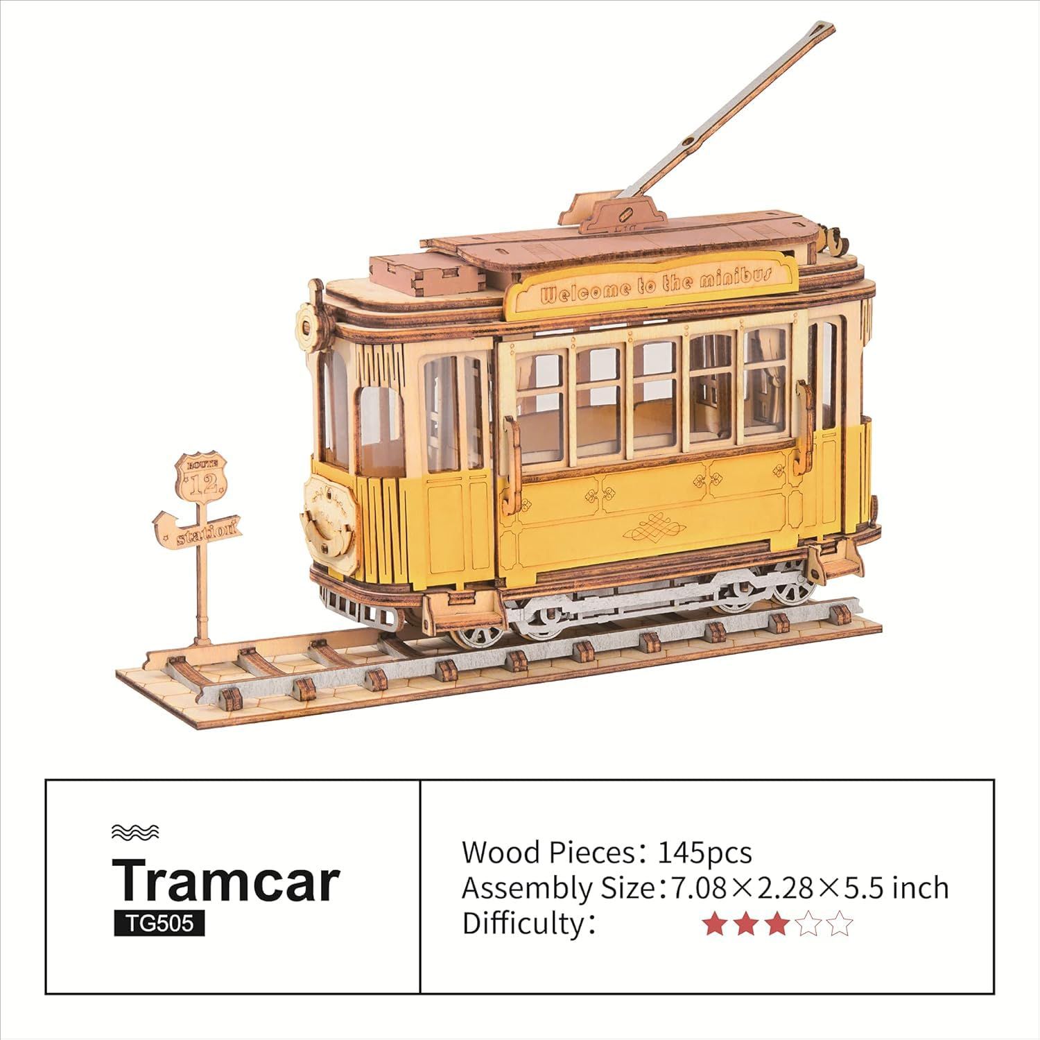  Mô Hình Gỗ 3D Lắp Ráp ROBOTIME Xe Điện Cổ Điển (92 mảnh, Classic Cable Car) TG505 – WP185 