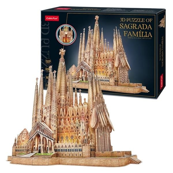  Mô Hình Giấy 3D Lắp Ráp CubicFun Nhà Thờ Sagrada Família L530h (696 mảnh, đèn LED) - PP028 