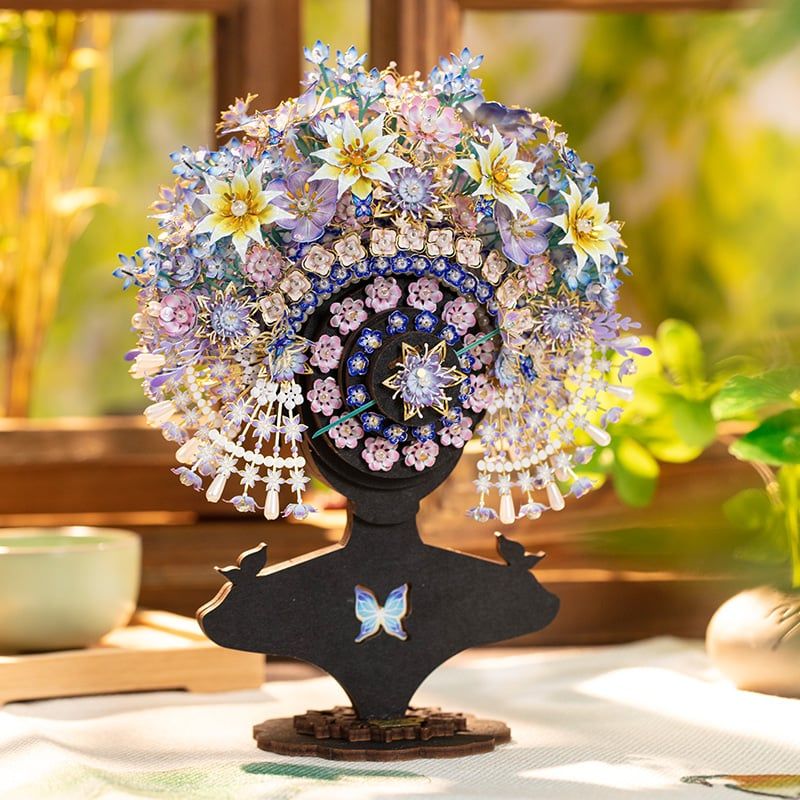  Mô Hình Kim Loại Lắp Ráp 3D MU Trâm Hoa (523 mảnh, Đế Gỗ, Clasp Flowers) YM-N183 – MP1266 