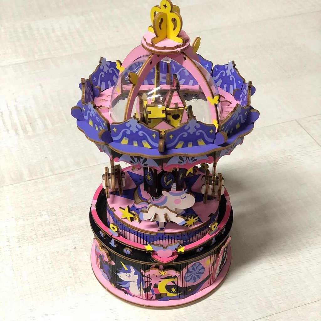  Mô Hình Gỗ 3D Lắp Ráp ROBOTIME Rolife Hộp Nhạc Vòng Xoay Ngựa Gỗ (174 mảnh, Starry Night) AM44 – WP207 