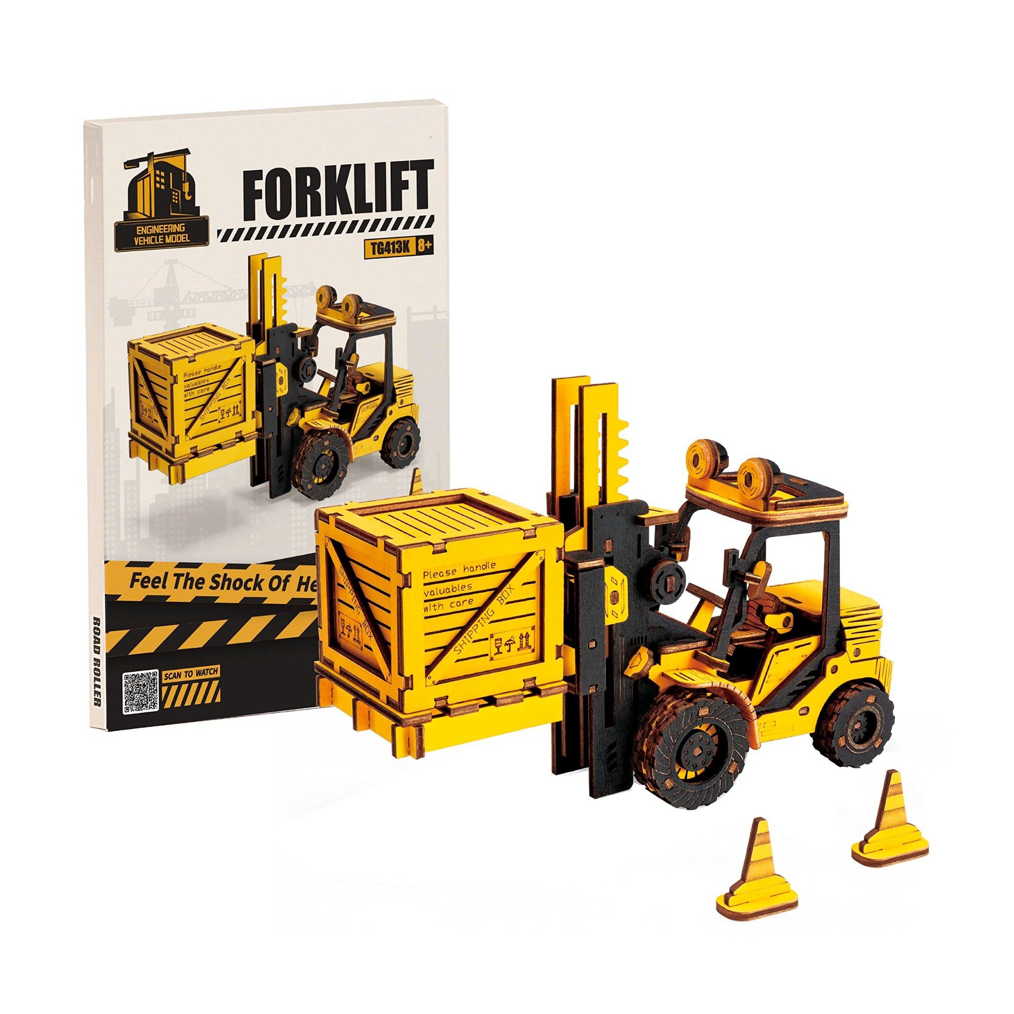  Mô Hình Gỗ 3D Lắp Ráp ROBOTIME ROKR Xe Nâng Hàng Hóa (139 mảnh, Forklift) TG413K – WP246 