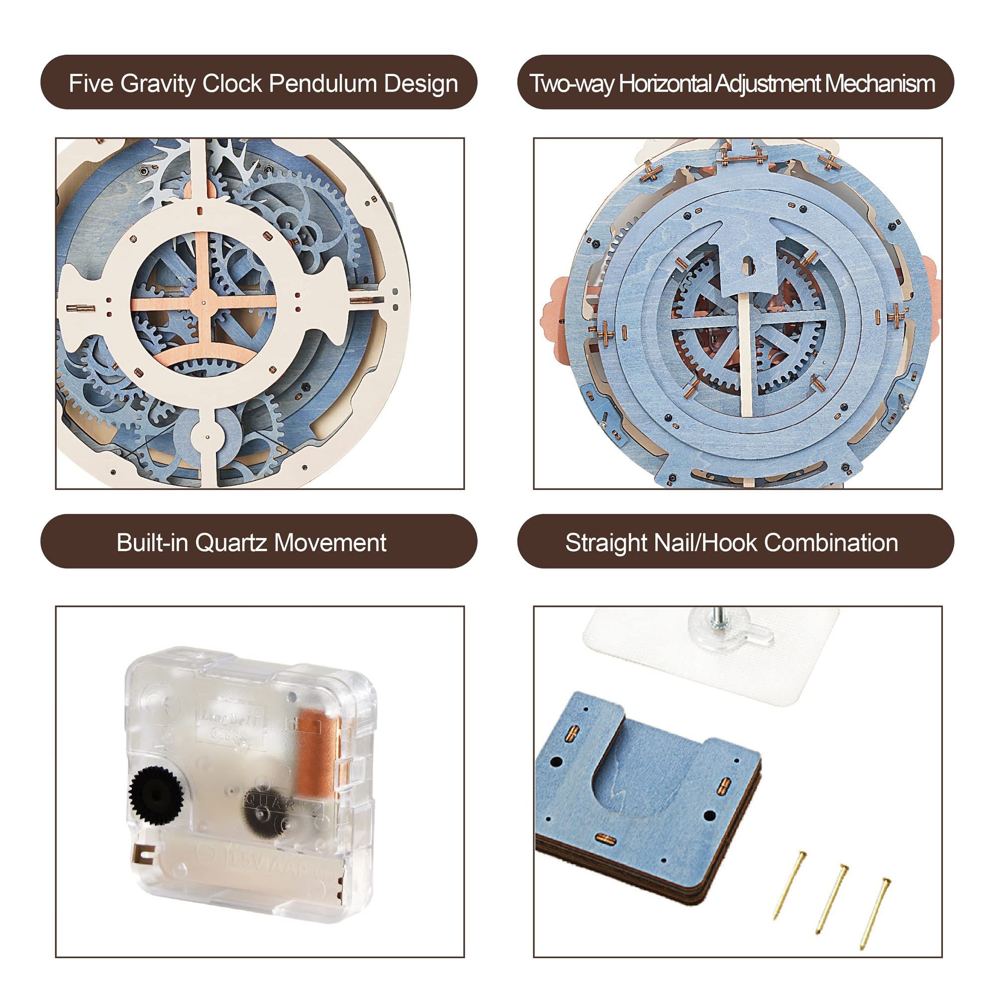  Mô Hình Gỗ 3D Lắp Ráp ROBOTIME ROKR Đồng Hồ Treo Tường Tình Yêu (231 mảnh, Romantic Note Wall Clock) LC701 – WP242 