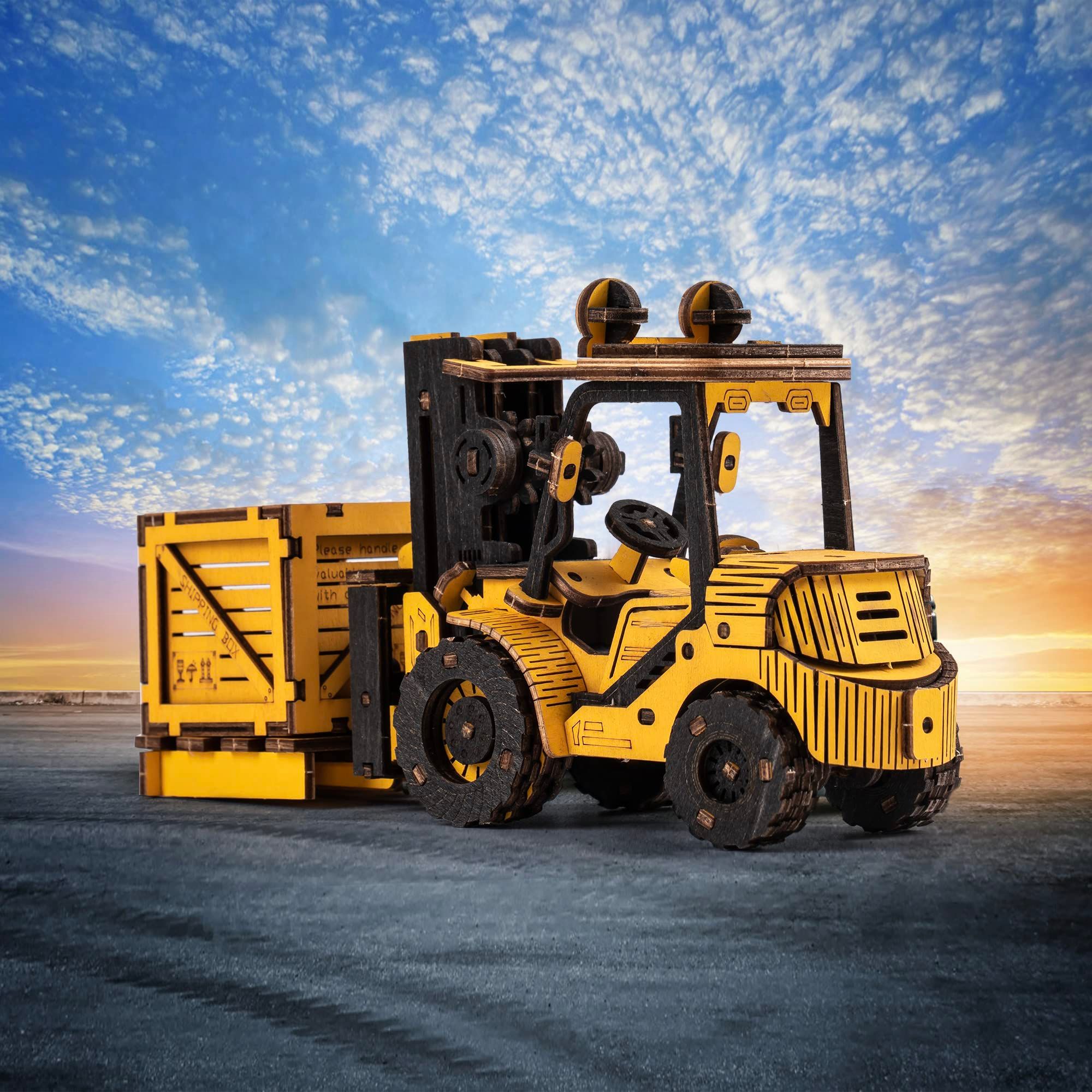  Mô Hình Gỗ 3D Lắp Ráp ROBOTIME ROKR Xe Nâng Hàng Hóa (139 mảnh, Forklift) TG413K – WP246 