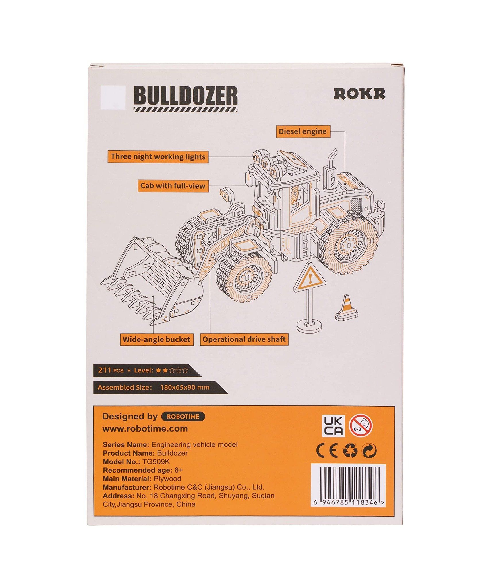  Mô Hình Gỗ 3D Lắp Ráp ROBOTIME ROKR Xe Máy Ủi (211 mảnh, Bulldozer) TG509K – WP248 