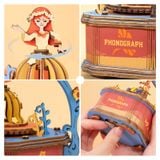  Mô Hình Gỗ 3D Lắp Ráp ROBOTIME Hộp Nhạc Máy Nghe Đĩa Than (109 mảnh, Vintage Gramphone Music Box) AM43 – WP007 