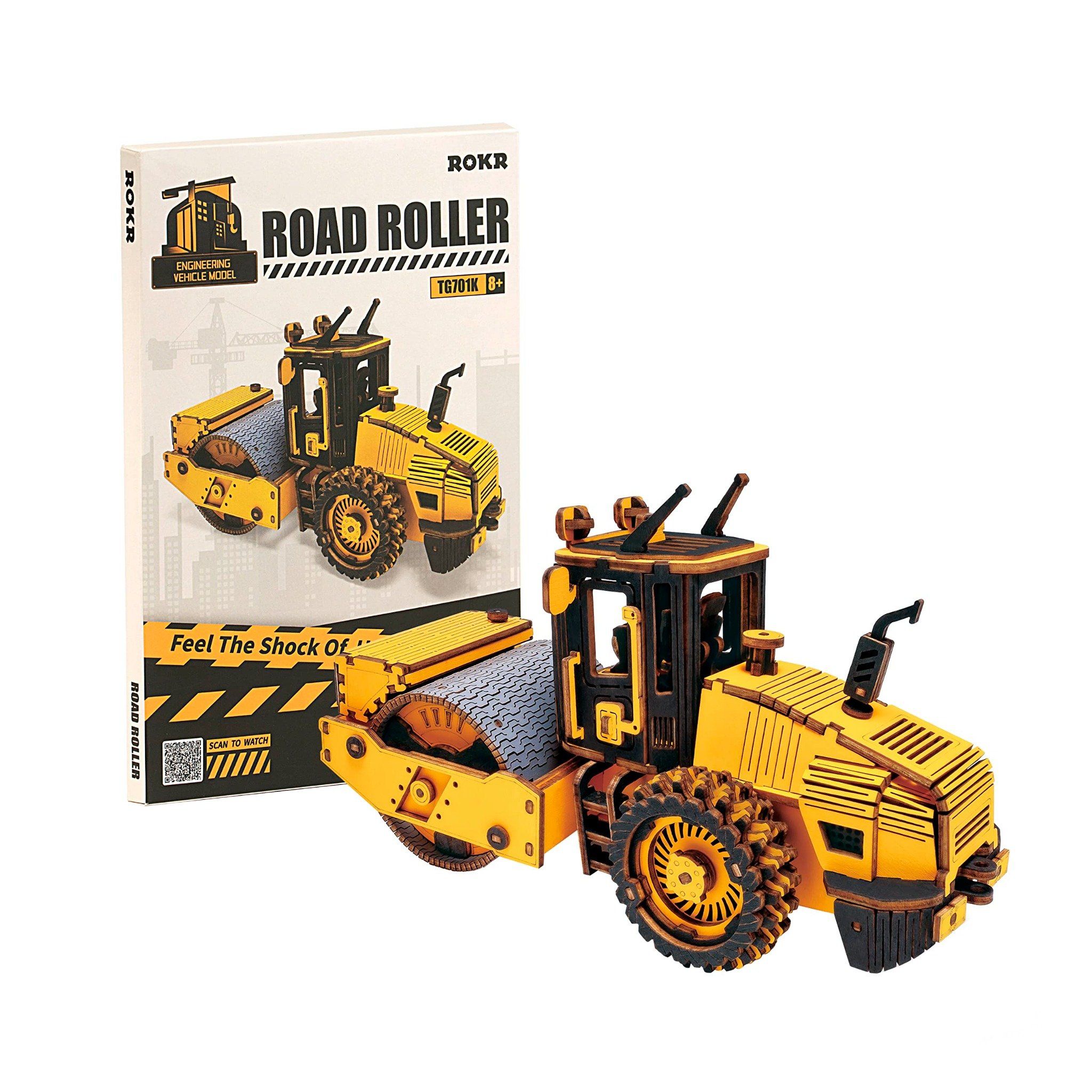  Mô Hình Gỗ 3D Lắp Ráp ROBOTIME ROKR Xe Lu (225 mảnh, Road Roller) TG701K – WP250 