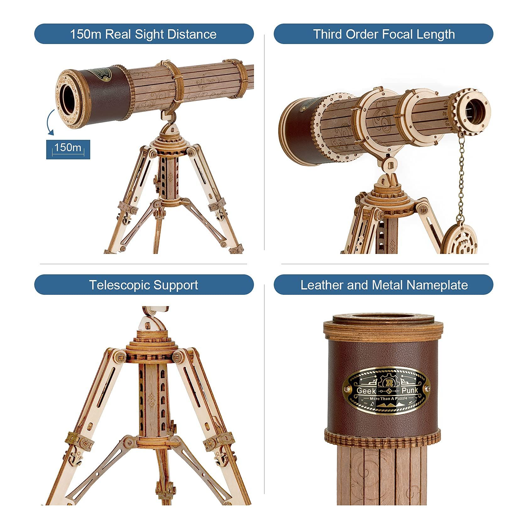  Mô Hình Gỗ 3D Lắp Ráp ROBOTIME ROKR Kính Viễn Vọng (314 mảnh, Monocular Telescope) ST004 – WP206 