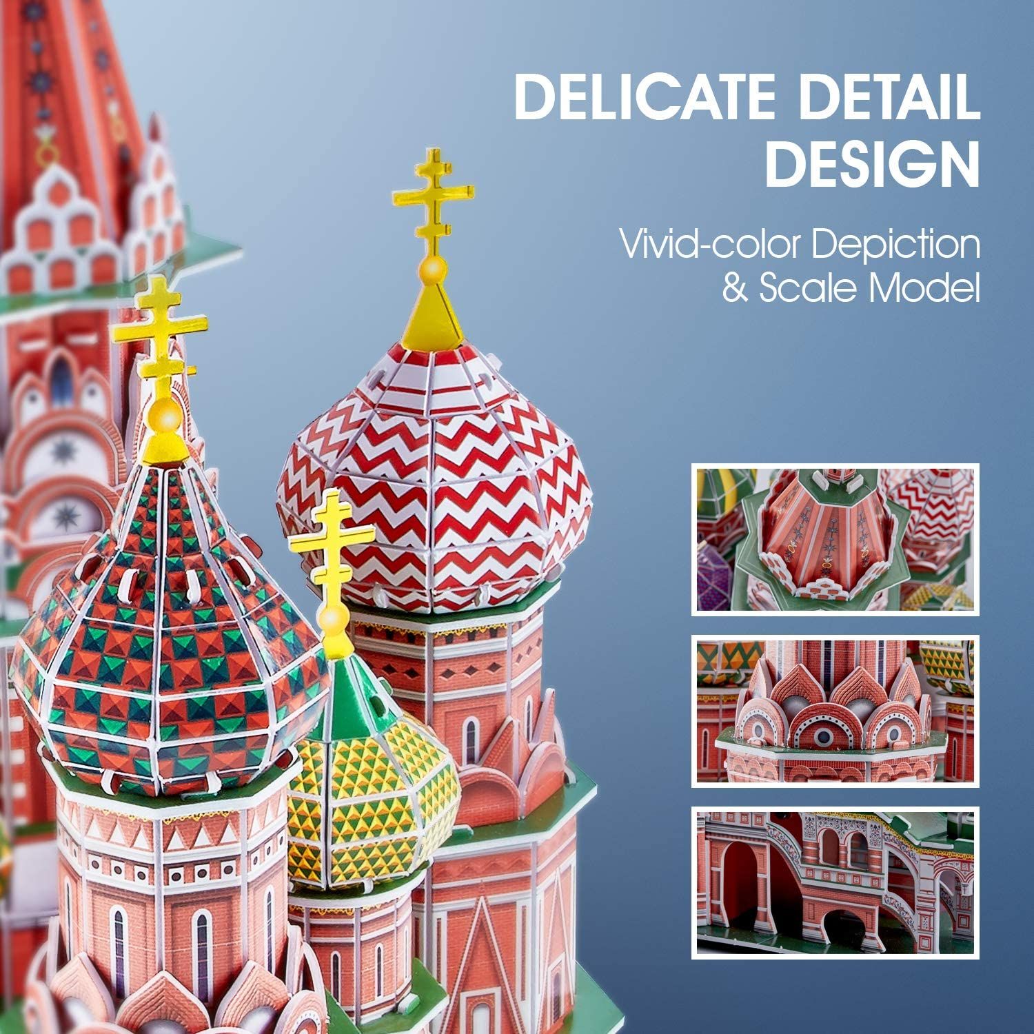  Mô Hình Giấy 3D Lắp Ráp CubicFun Nhà Thờ Chính Tòa Thánh Vasily (224 mảnh, Saint Basil's Cathedral, Đèn LED) L519h - PP076 