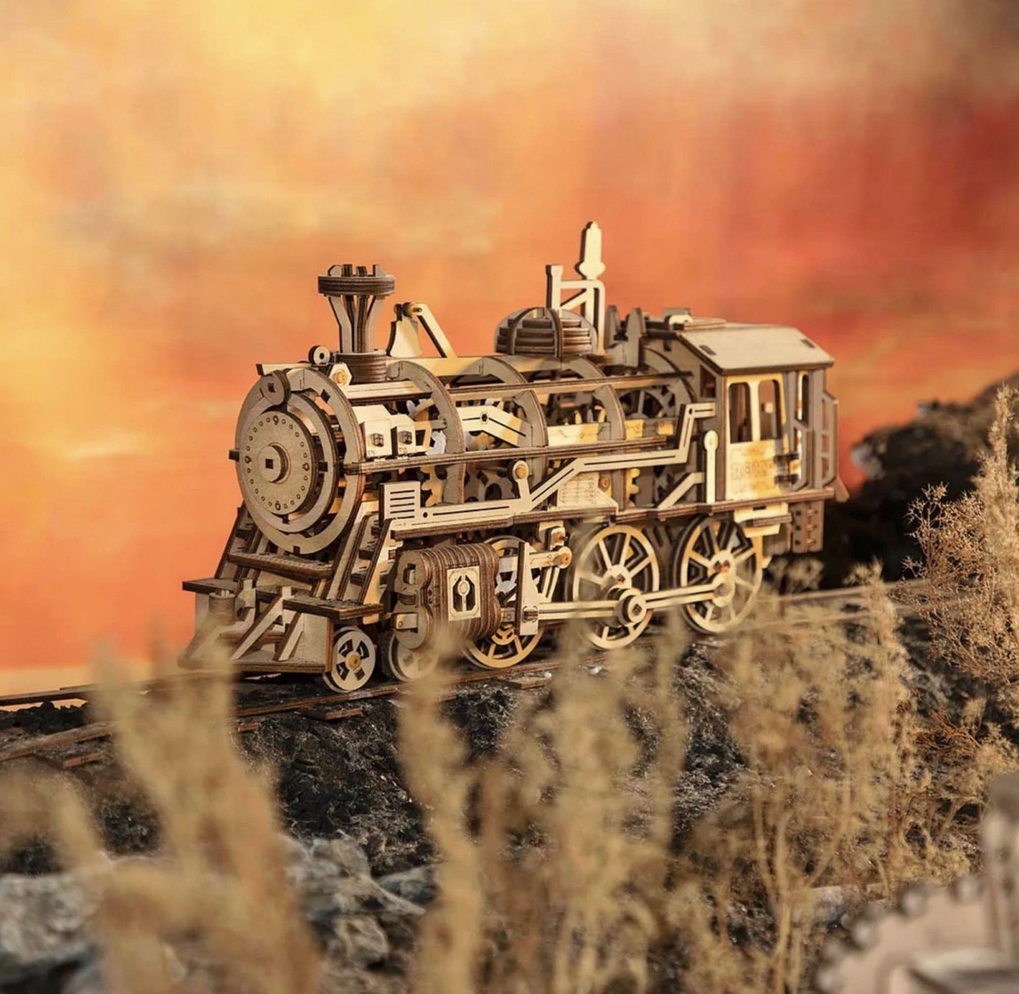  Mô Hình Gỗ 3D Lắp Ráp ROBOTIME Đầu Máy Xe Lửa Hơi Nước (349 mảnh, Steam Locomotive) LK701 – WP001 