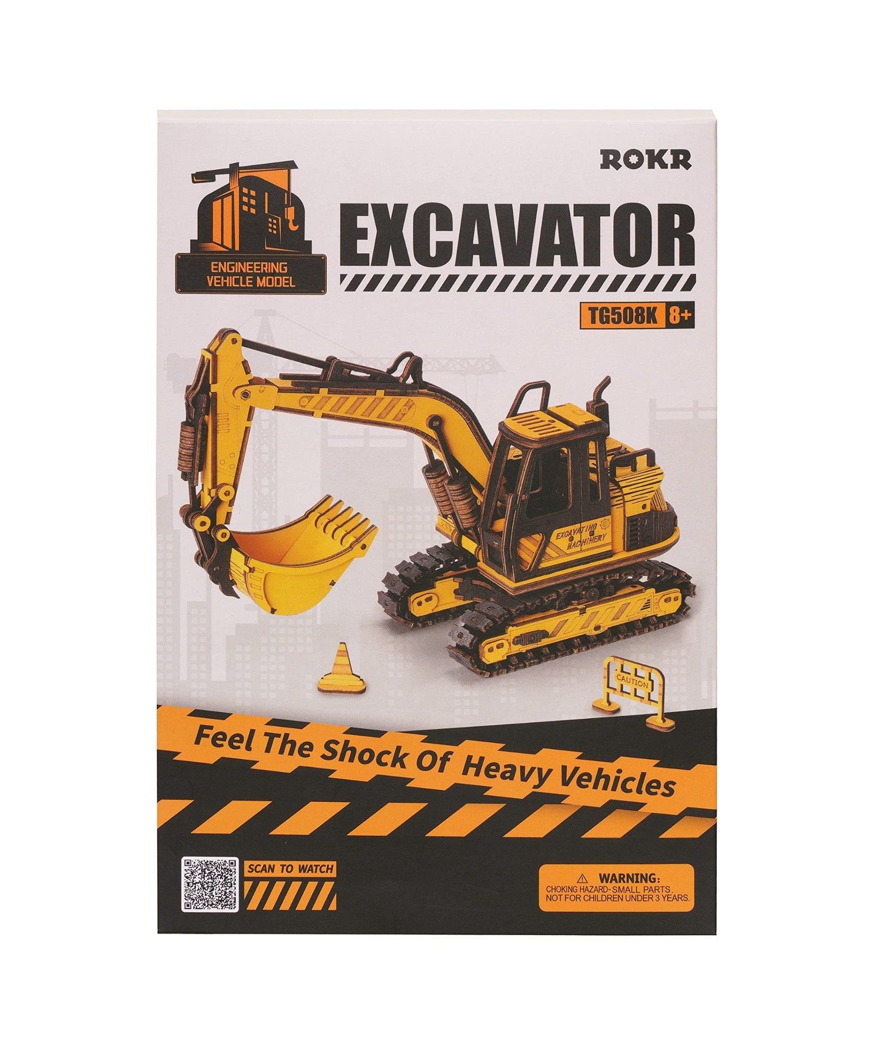  Mô Hình Gỗ 3D Lắp Ráp ROBOTIME ROKR Xe Máy Xúc (101 mảnh, Excavator) TG508K – WP247 