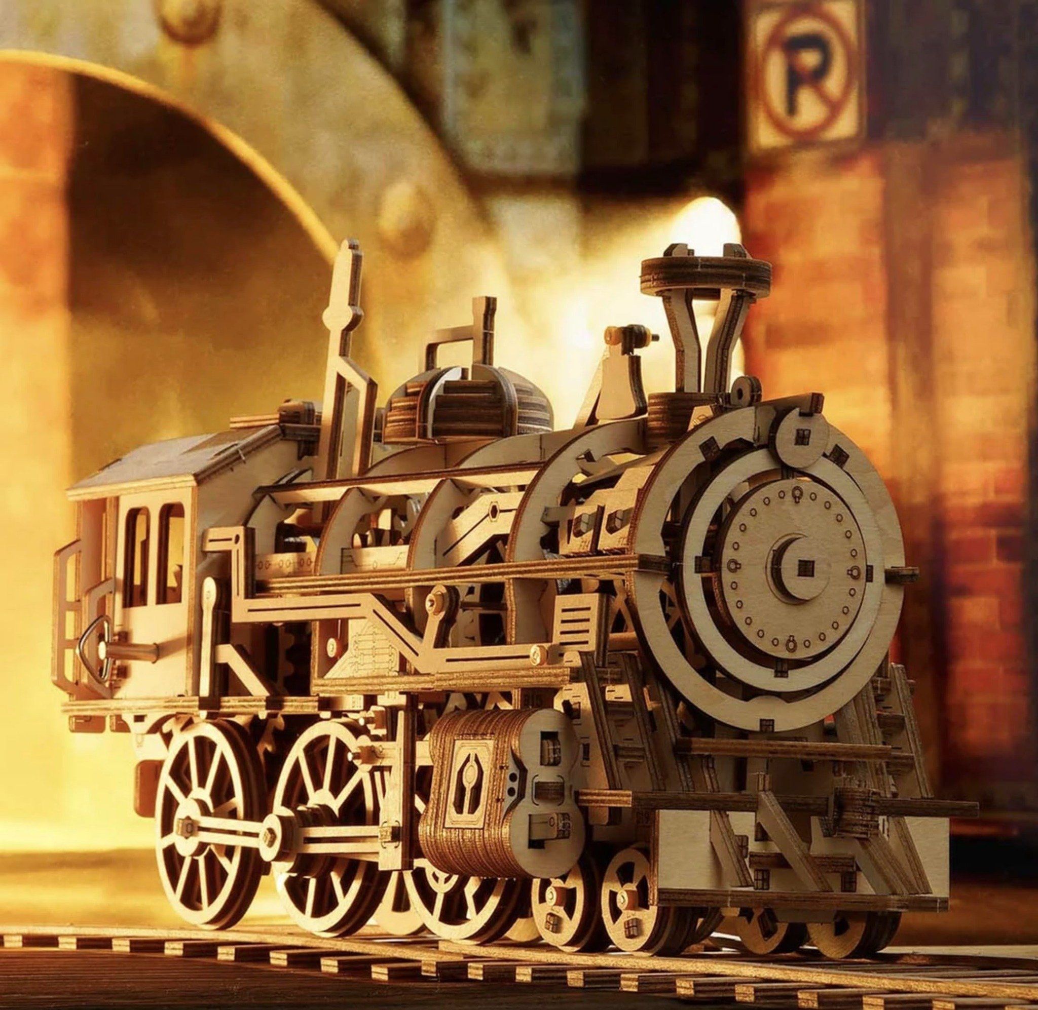  Mô Hình Gỗ 3D Lắp Ráp ROBOTIME Đầu Máy Xe Lửa Hơi Nước (349 mảnh, Steam Locomotive) LK701 – WP001 