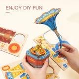  Mô Hình Gỗ 3D Lắp Ráp ROBOTIME Hộp Nhạc Máy Nghe Đĩa Than (109 mảnh, Vintage Gramphone Music Box) AM43 – WP007 