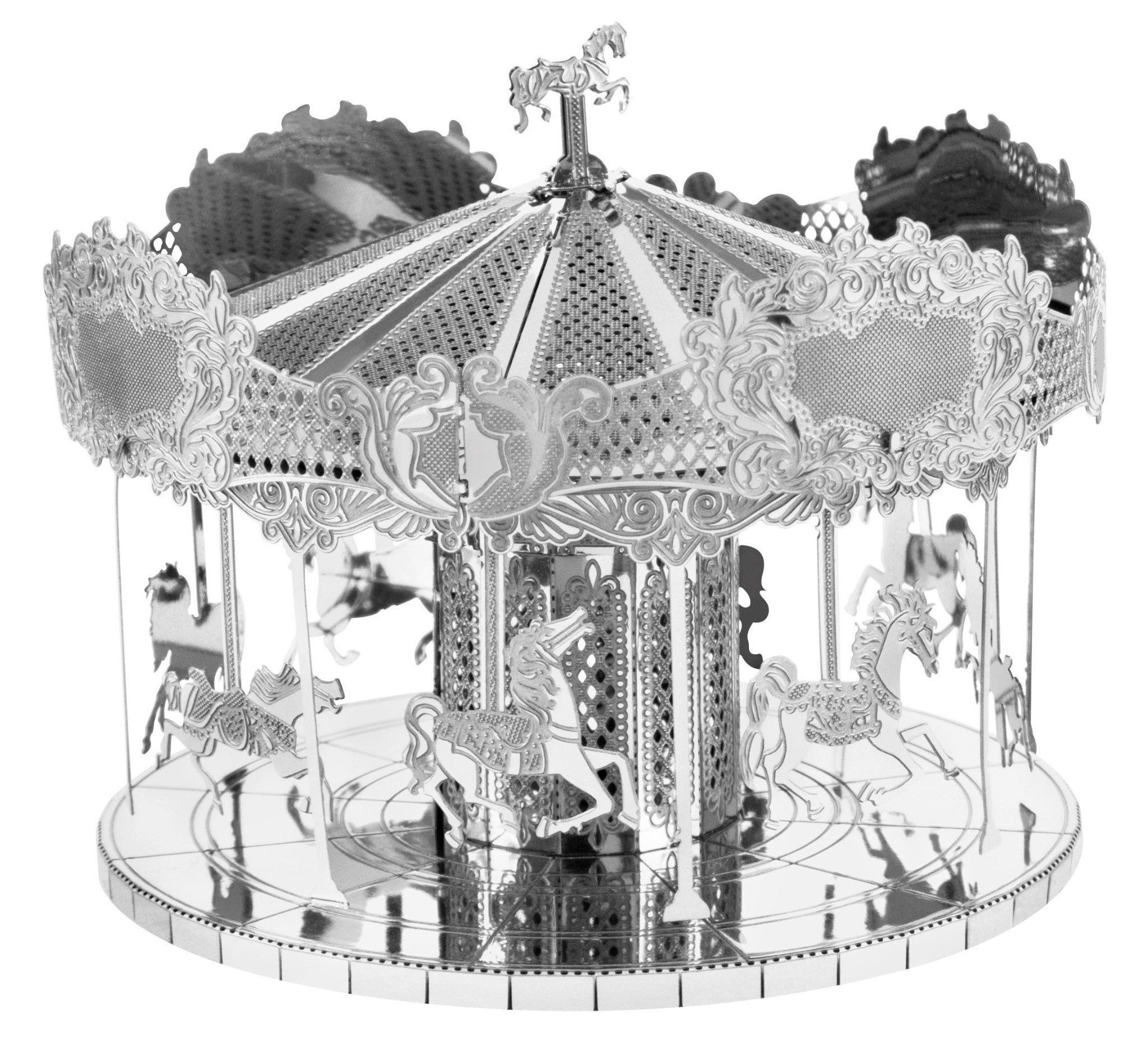  Mô Hình Kim Loại Lắp Ráp 3D Metal Mosaic Vòng Xoay Ngựa Gỗ (37 mảnh, Merry Go Round) – MP647 