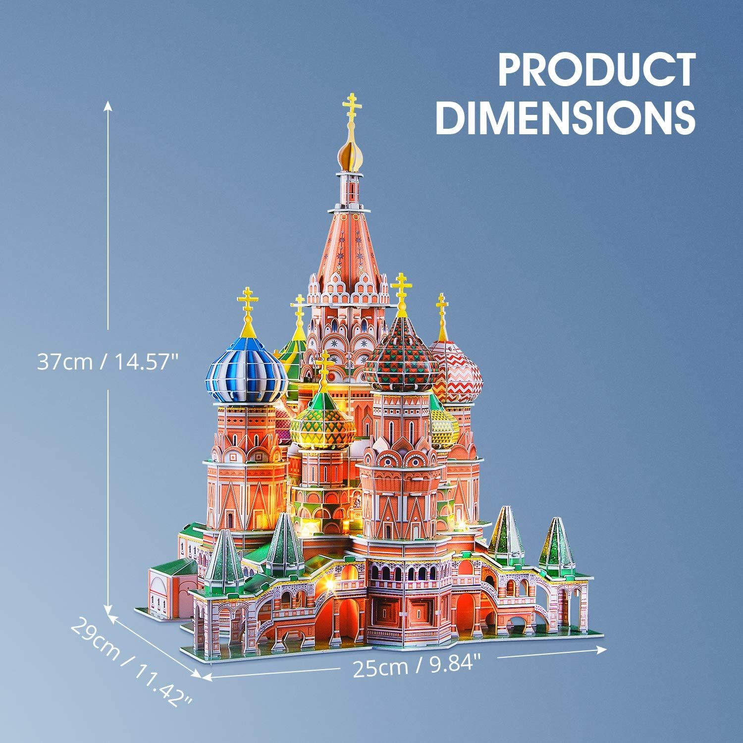  Mô Hình Giấy 3D Lắp Ráp CubicFun Nhà Thờ Chính Tòa Thánh Vasily (224 mảnh, Saint Basil's Cathedral, Đèn LED) L519h - PP076 