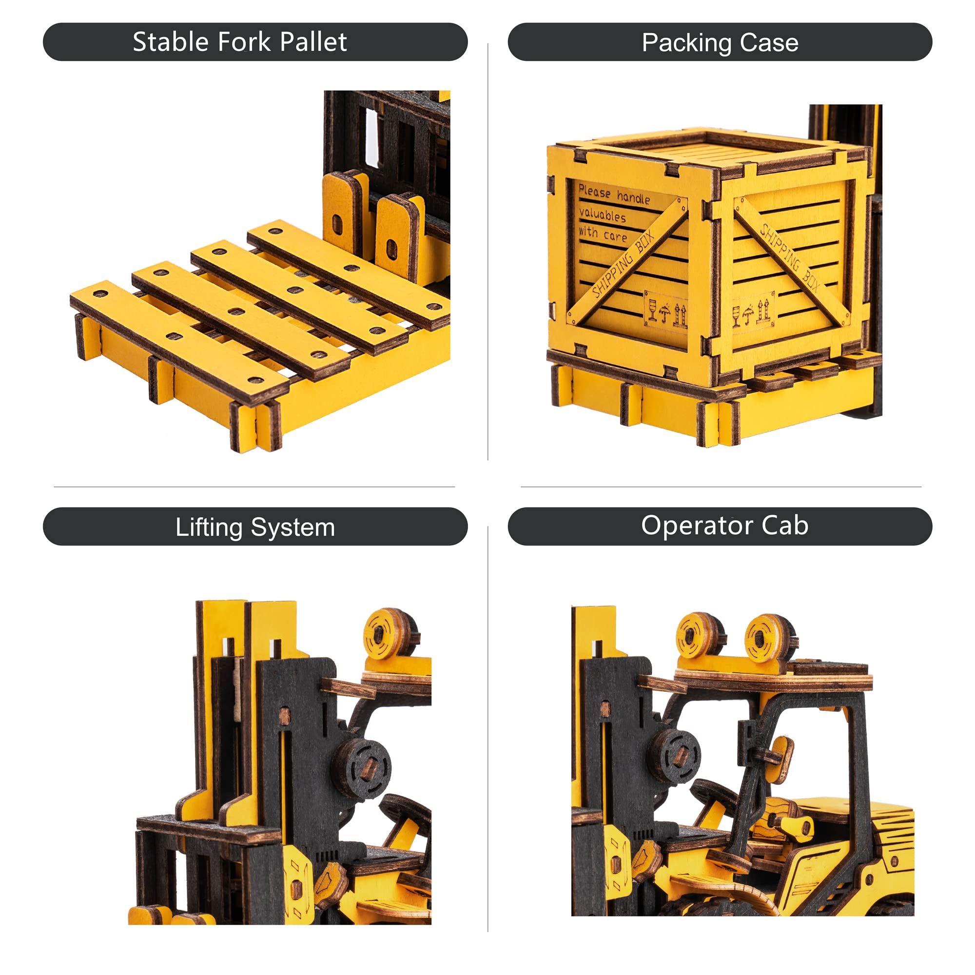  Mô Hình Gỗ 3D Lắp Ráp ROBOTIME ROKR Xe Nâng Hàng Hóa (139 mảnh, Forklift) TG413K – WP246 