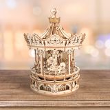  Mô Hình Gỗ 3D Lắp Ráp ROBOTIME ROKR Hộp Nhạc Vòng Xoay Ngựa Gỗ (384 mảnh, Romantic Carousel) AMK62 - WP197 