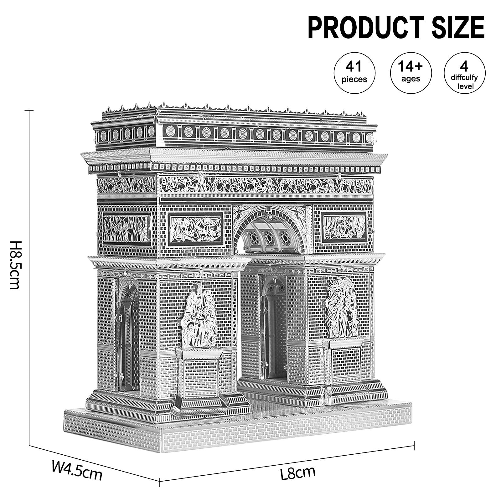  Mô Hình Kim Loại Lắp Ráp 3D Piececool Khải Hoàn Môn (41 mảnh, Arc De Triomphe) HP008-S – MP373 