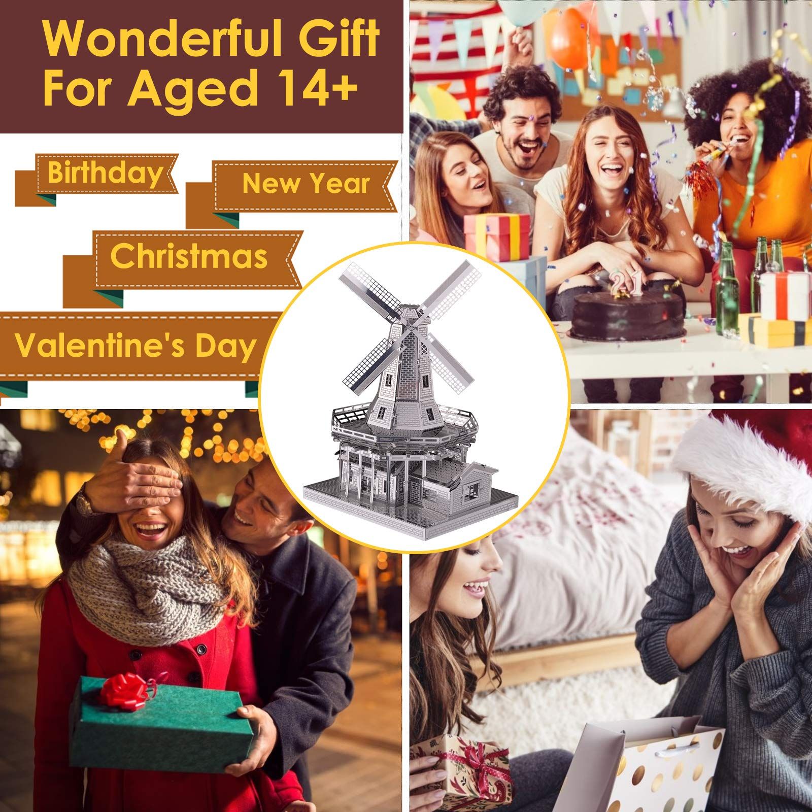  Mô Hình Kim Loại Lắp Ráp 3D Piececool Cối Xay Gió (89 mảnh, Dutch Windmill) HP012-S– MP375 