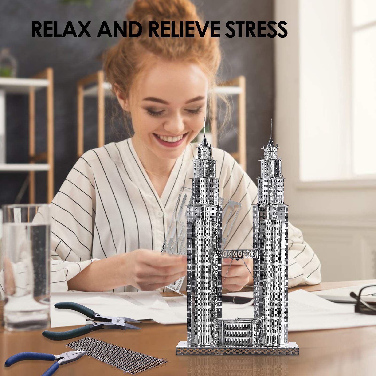  Mô Hình Kim Loại Lắp Ráp 3D Piececool Tháp Đôi (38 mảnh, Petronas) HP006-S – MP379 
