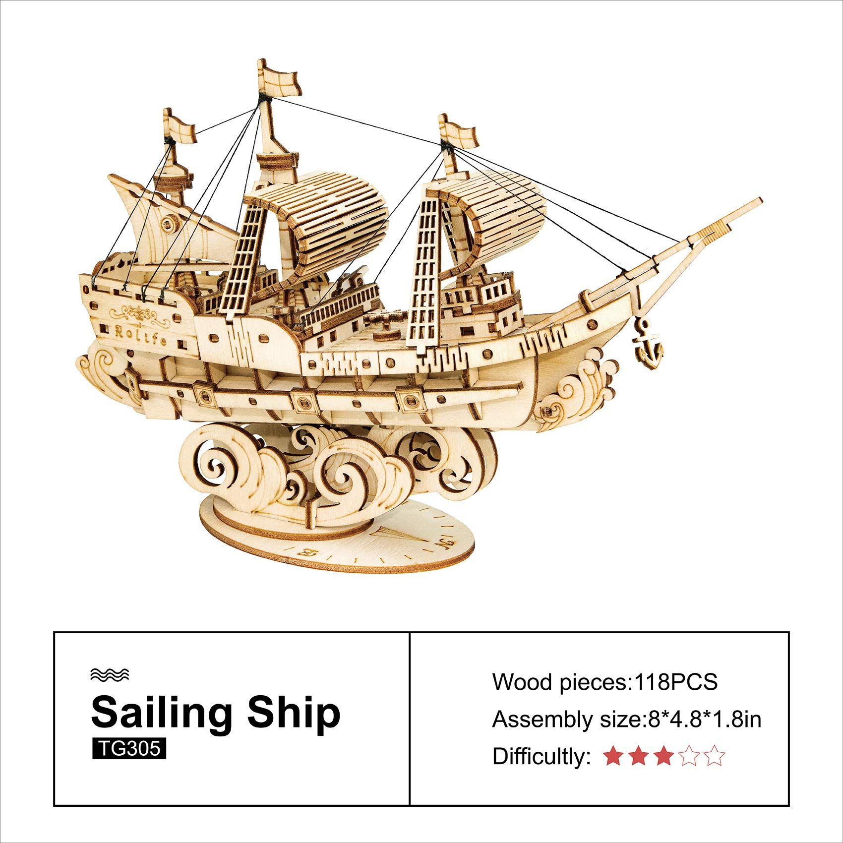  Mô Hình Gỗ 3D Lắp Ráp ROBOTIME Tàu Đánh Cá (188 mảnh, The Fishing Ship) TG308 - WP141 