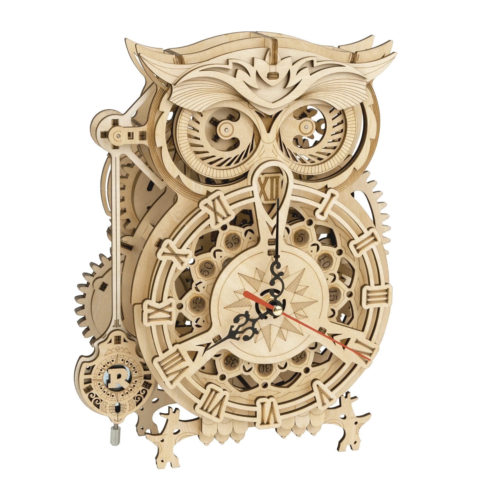  Mô Hình Gỗ 3D Lắp Ráp ROBOTIME Đồng Hồ Con Cú The (161 mảnh, Owl Clock) LK503 – WP145 