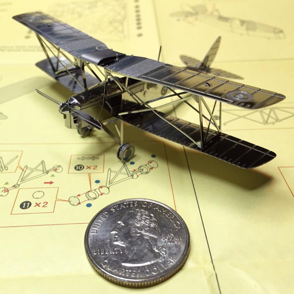  Mô Hình Kim Loại Lắp Ráp 3D Metal Mosaic Máy Bay de Havilland Tiger Moth (15 mảnh) – MP847 