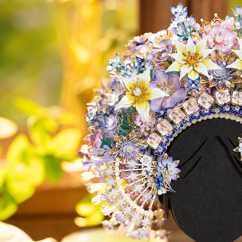  Mô Hình Kim Loại Lắp Ráp 3D MU Trâm Hoa (523 mảnh, Đế Gỗ, Clasp Flowers) YM-N183 – MP1266 