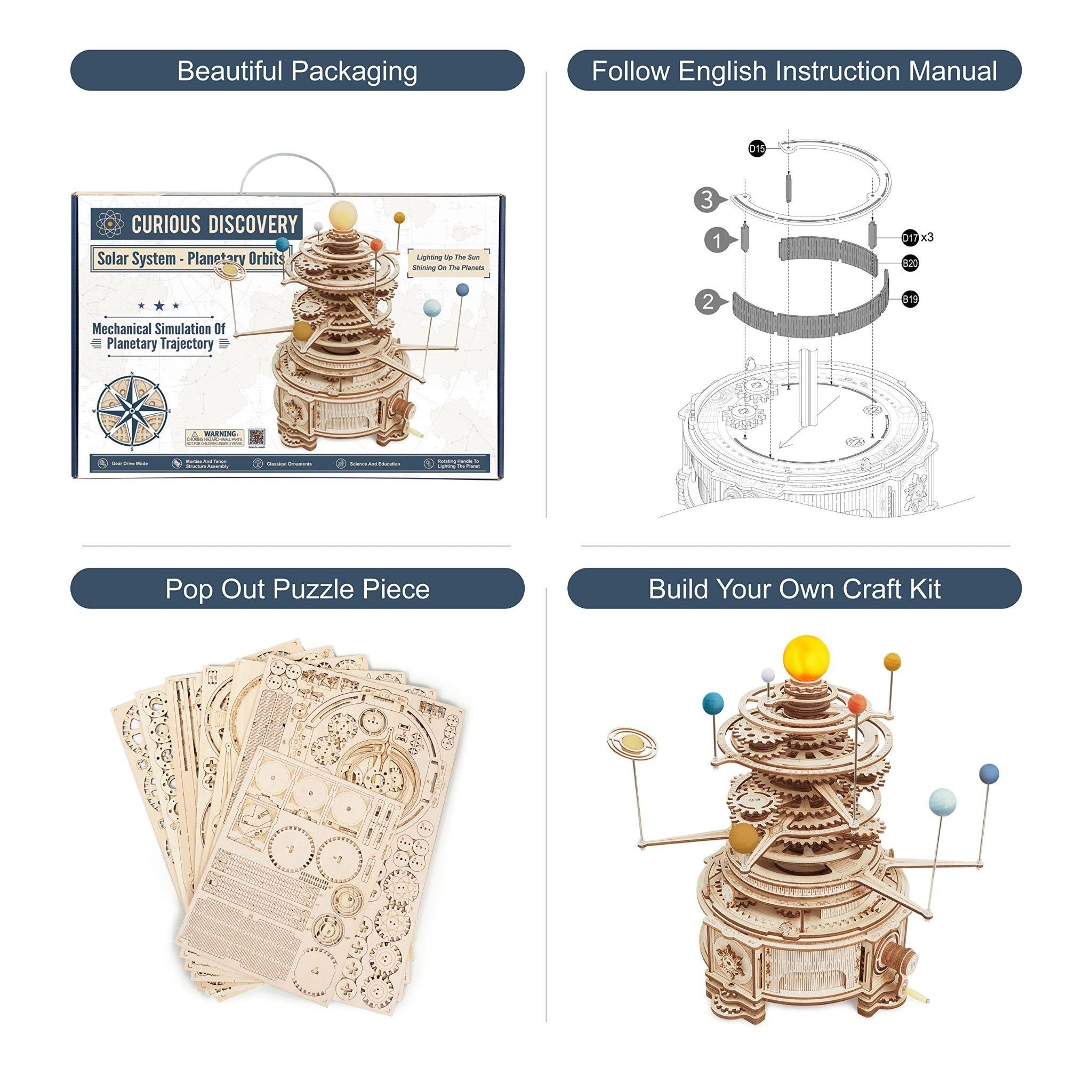  Mô Hình Gỗ 3D Lắp Ráp ROBOTIME ROKR Hành Tinh Hệ Mặt Trời (316 mảnh, Mechanical Orrery) ST001 – WP241 