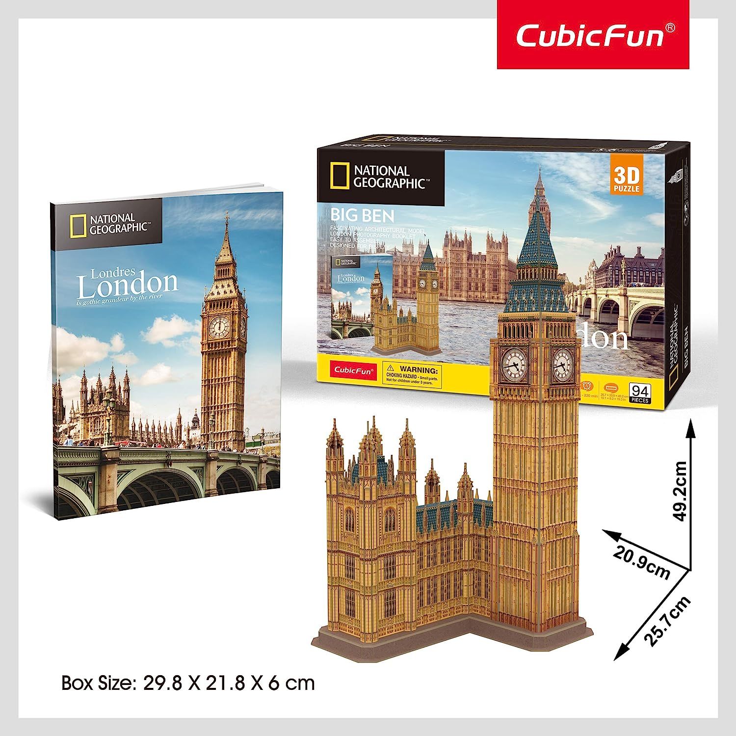  Mô Hình Giấy 3D Lắp Ráp CubicFun Tháp Đồng Hồ Big Ben DS0992h (117 mảnh, National Geographic Big Ben Tower) - PP064 